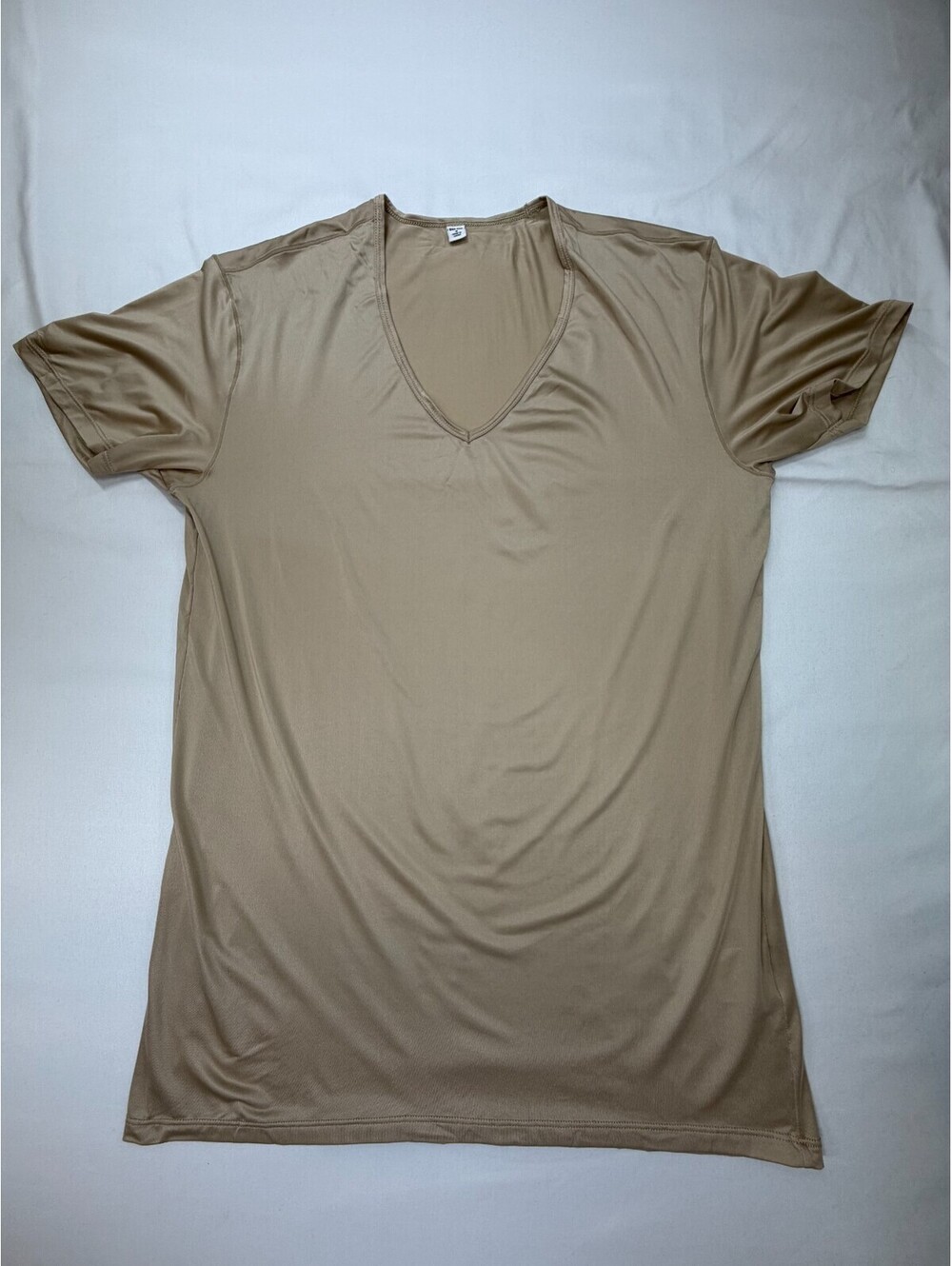 Uniqlo Men's T-Shirt Airism Lightweight Short Sleeve Solid V Neck Size M Beige